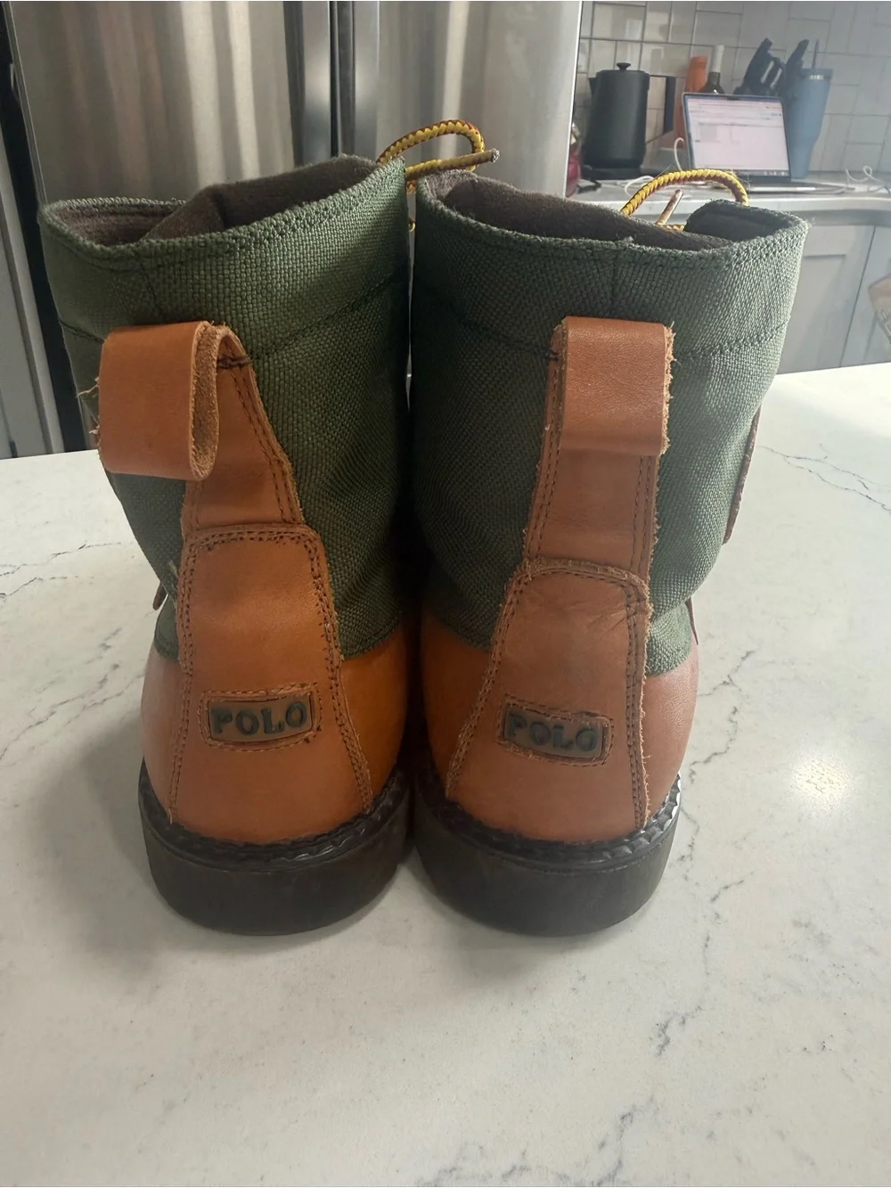 Polo Ralph Lauren Ranger Hi II Leather & Textile Lace-Up Boots Boys Size 5